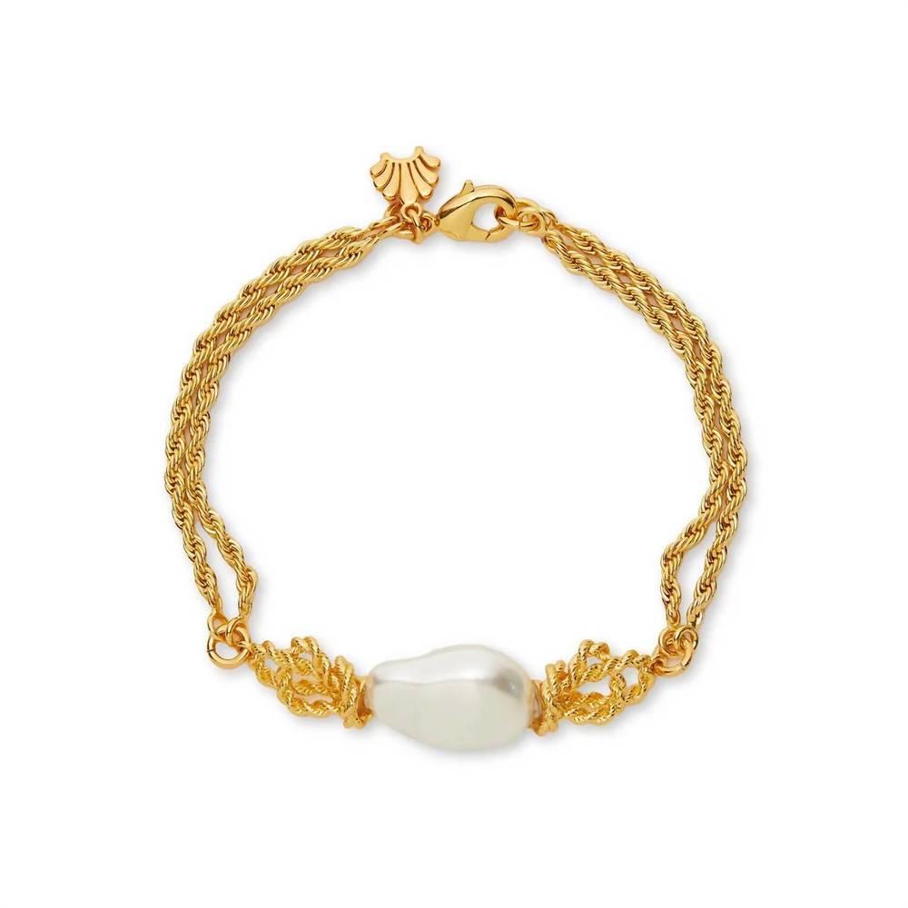 NEW LELE SADOUGHI women's pearl chateau rope bracelet in gold